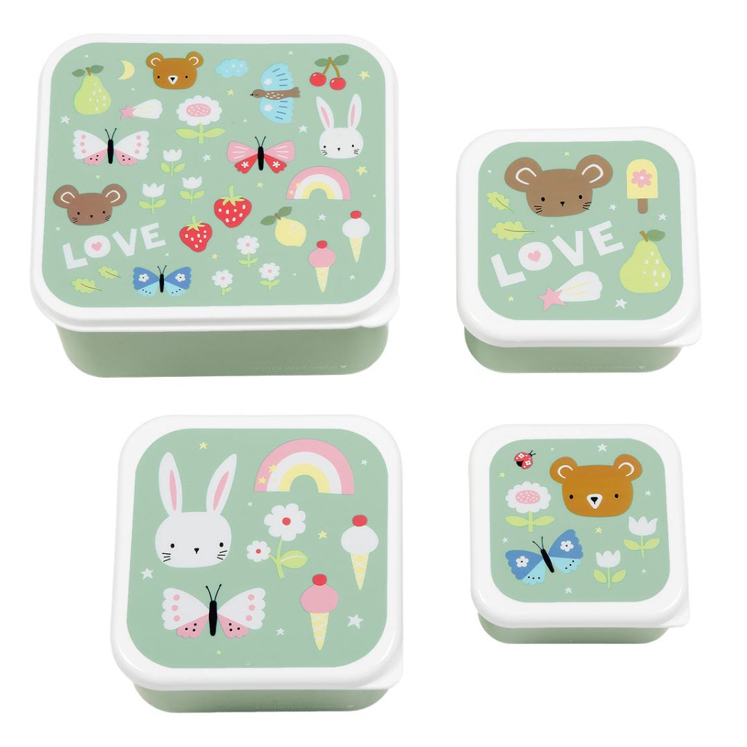 A little lovely company Σετ 4 δοχεία φαγητού Lunch & Snack Box - Joy