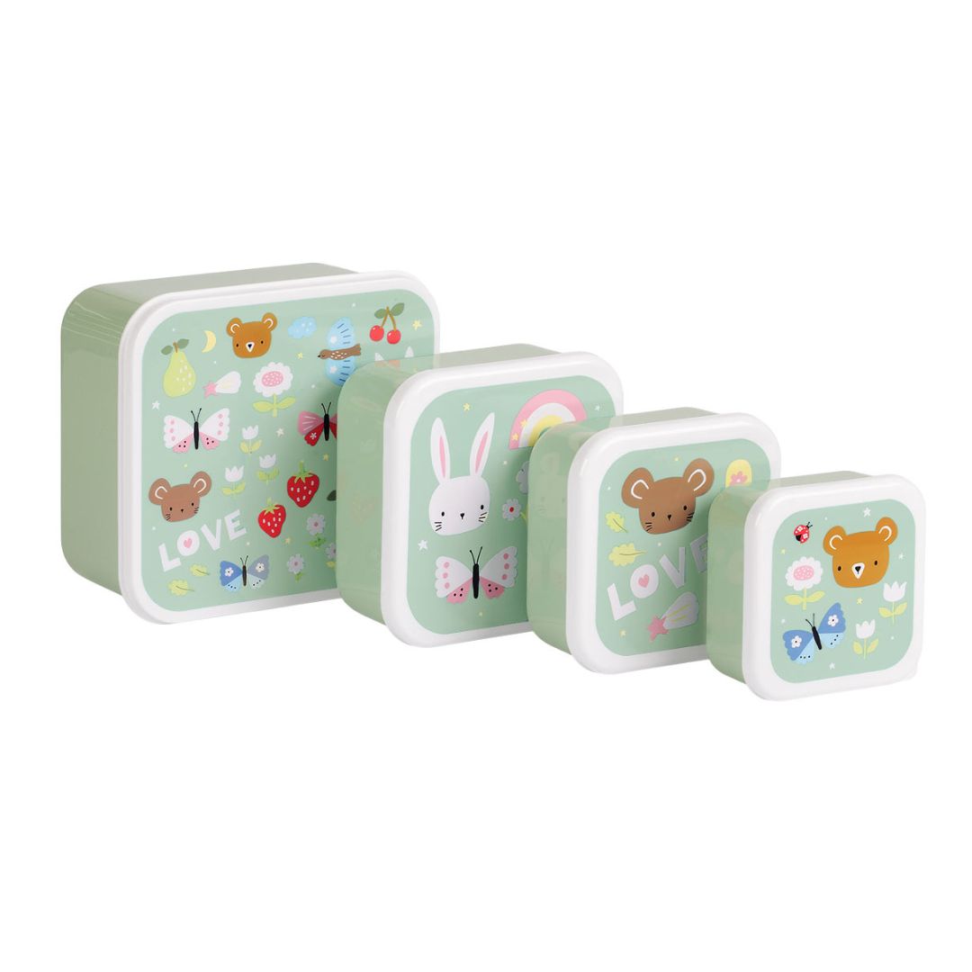 A little lovely company Σετ 4 δοχεία φαγητού Lunch & Snack Box - Joy