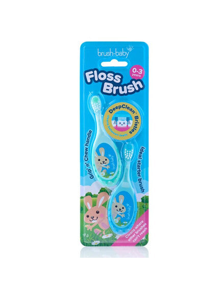 Brush-Baby: FlossBrush Οδοντόβουρτσα και μασητικό 2 σε 1 για 0-3 ετών (Διπλή συσκευασία)