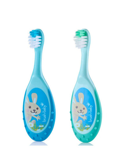 Brush-Baby: FlossBrush Οδοντόβουρτσα και μασητικό 2 σε 1 για 0-3 ετών (Διπλή συσκευασία)