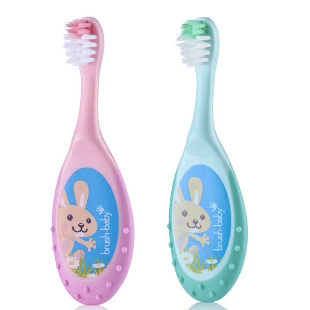 Brush-Baby: FlossBrush Οδοντόβουρτσα και μασητικό 2 σε 1 για 0-3 ετών (Διπλή συσκευασία)