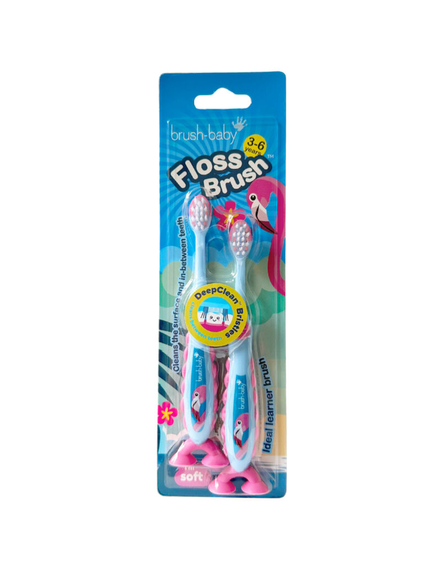 Brush-Baby: FlossBrush-Η Ιδανική Οδοντόβουρτσα για Παιδιά 3-6 Ετών - Flamingo