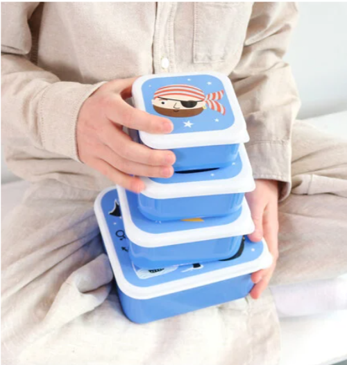 A little lovely company Σετ 4 δοχεία φαγητού Lunch & Snack Box - Pirates