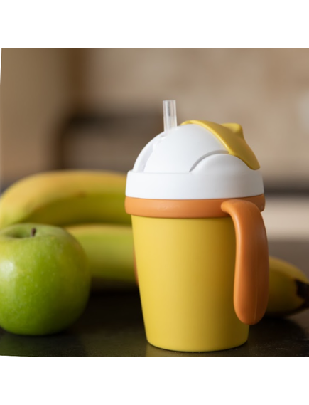 Bo Jungle ECO ποτήρι με χειρολαβές και καλαμάκι από βιοδιασπώμενο υλικό - Ochre