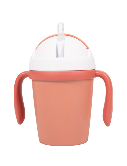 Bo Jungle ECO ποτήρι με χειρολαβές και καλαμάκι από βιοδιασπώμενο υλικό - Terracotta