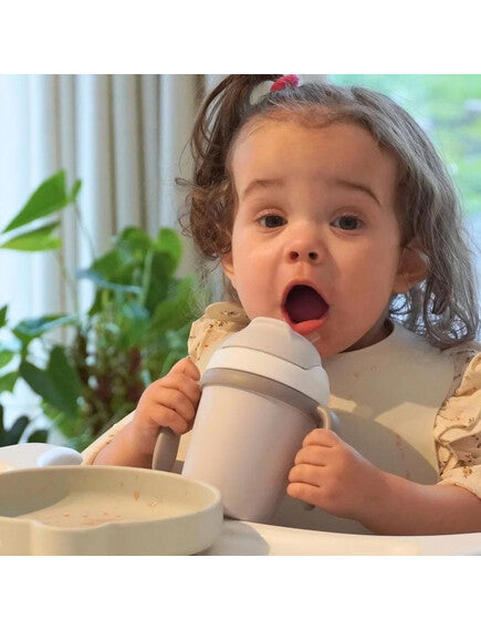 Bo Jungle ECO ποτήρι με χειρολαβές και καλαμάκι από βιοδιασπώμενο υλικό - Γκρι