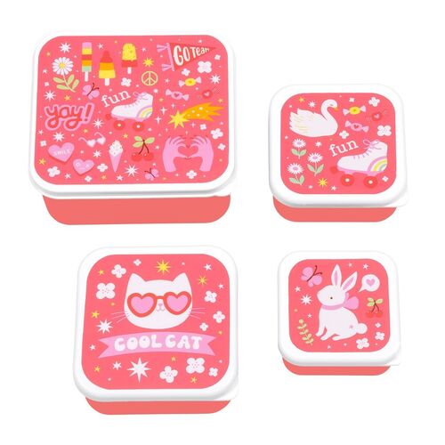 A little lovely company Σετ 4 δοχεία φαγητού Lunch & Snack Box - Fun