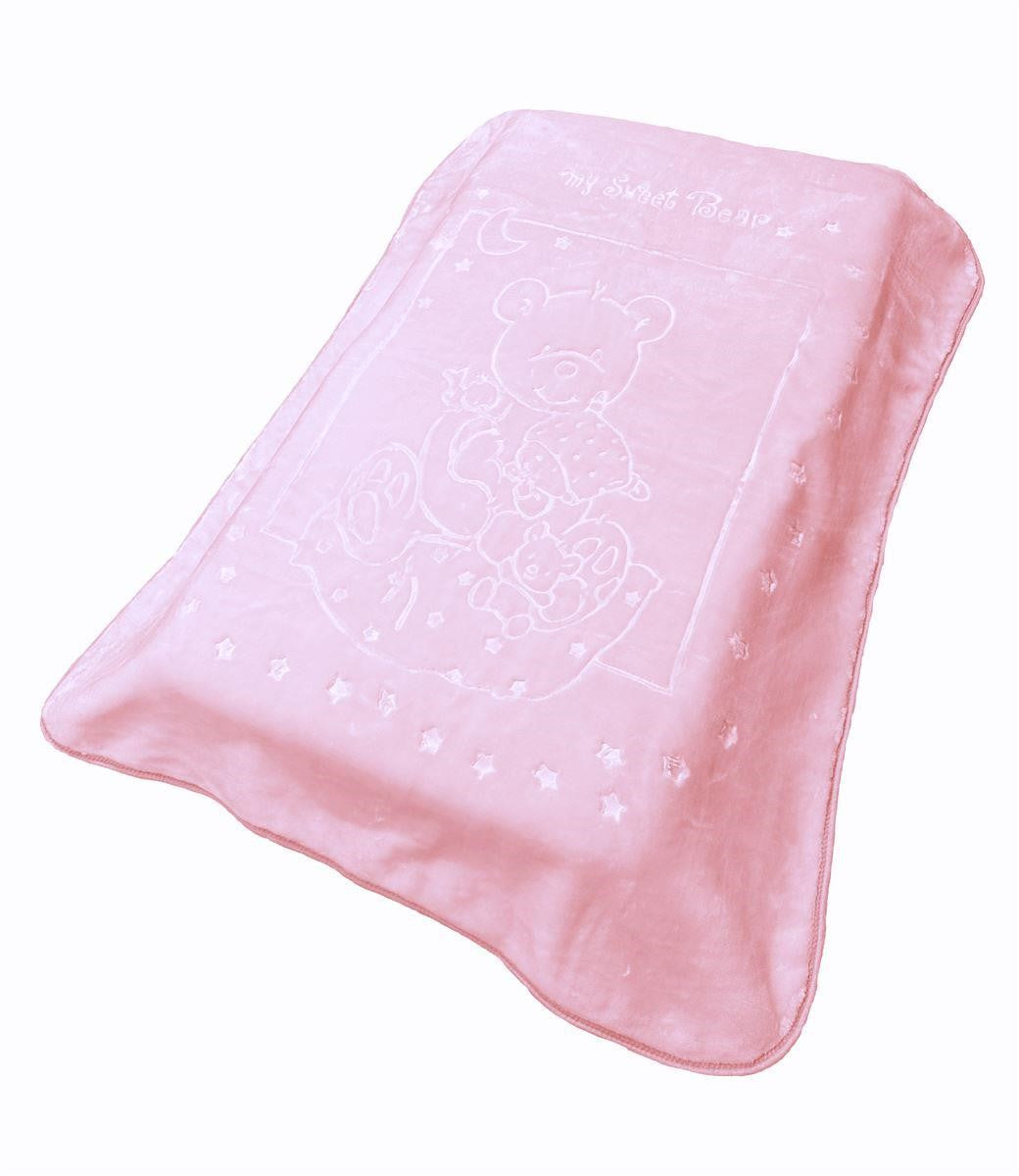 Κουβέρτα Βελουτέ Ανάγλυφη Πολυτελείας Bebe Sweet Bear Pink 110X140