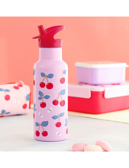 A Little Lovely Company XL Μπουκάλι με διπλό τοίχωμα από ανοξείδωτο ατσάλι 500ml - Cherries