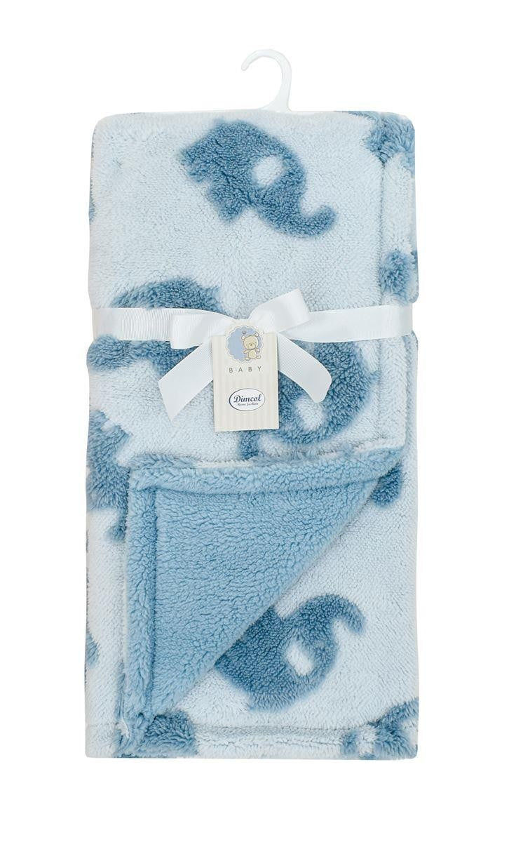 Κουβέρτα Sherpa Jacquard bebe Elephant 75X100 - Sky Blue