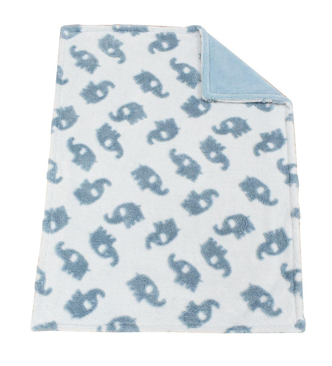 Κουβέρτα Sherpa Jacquard bebe Elephant 75X100 - Sky Blue