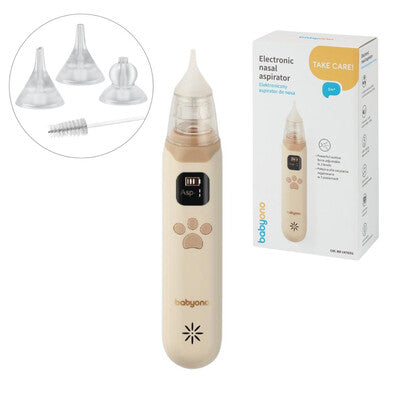 BabyOno: Ηλεκτρικός ρινικός αποφρακτήρας - 3 επίπεδα έντασης & αθόρυβη λειτουργία - Μπεζ