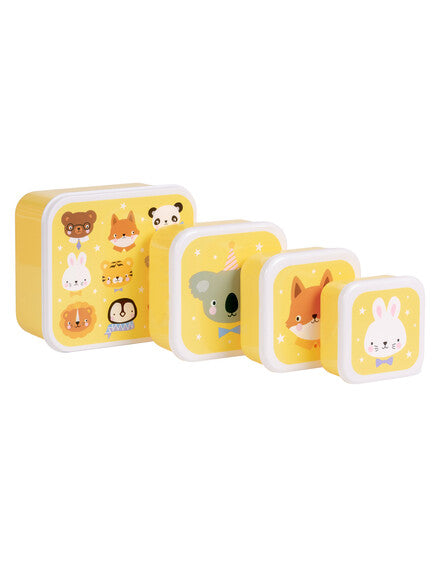 A little lovely company Σετ 4 δοχεία φαγητού Lunch & Snack Box - Animal Friends