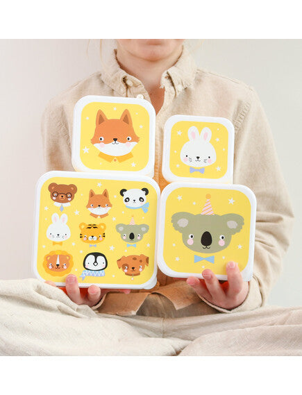 A little lovely company Σετ 4 δοχεία φαγητού Lunch & Snack Box - Animal Friends