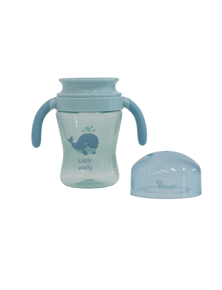 Bo Jungle Εκπαιδευτικό ποτήρι 360° με χειρολαβές και καπάκι - Whale