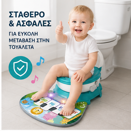 Γιογιό Εκπαίδευσης Μωρού 4 σε 1 με Μουσικό Χαλάκι, Καπάκι & Αφαιρούμενο Κάθισμα