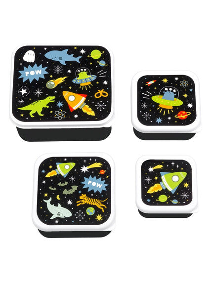 A little lovely company Σετ 4 δοχεία φαγητού Lunch & Snack Box - Galaxy