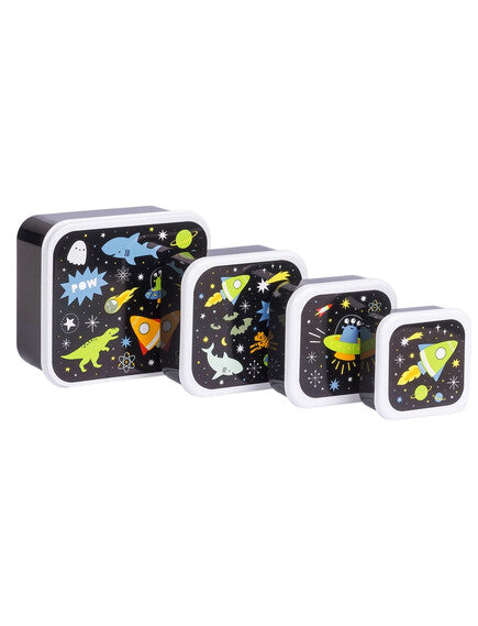 A little lovely company Σετ 4 δοχεία φαγητού Lunch & Snack Box - Galaxy