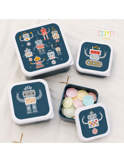 A little lovely company Σετ 4 δοχεία φαγητού Lunch & Snack Box - Robots