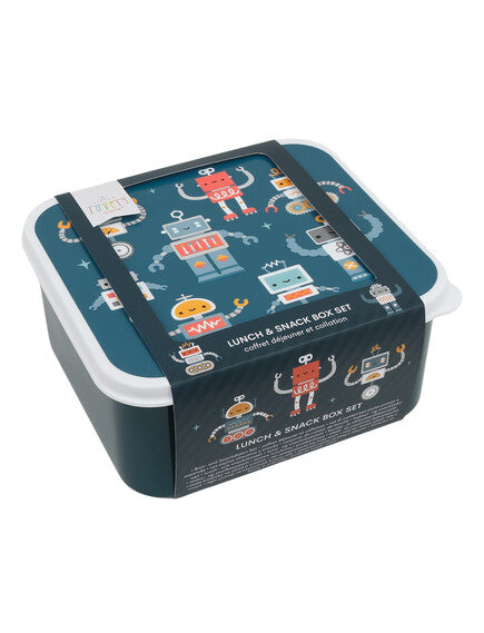 A little lovely company Σετ 4 δοχεία φαγητού Lunch & Snack Box - Robots