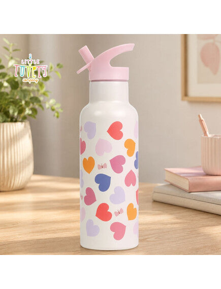 A Little Lovely Company XL Μπουκάλι με διπλό τοίχωμα από ανοξείδωτο ατσάλι 500ml - Hearts
