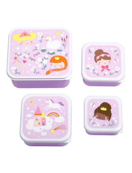 A little lovely company Σετ 4 δοχεία φαγητού Lunch & Snack Box - Princesses