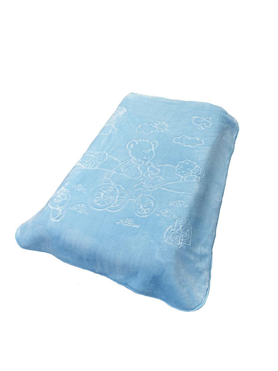 Κουβέρτα Βελουτέ Ανάγλυφη Πολυτελείας Bebe Bicycle Bear Baby Blue 110X140