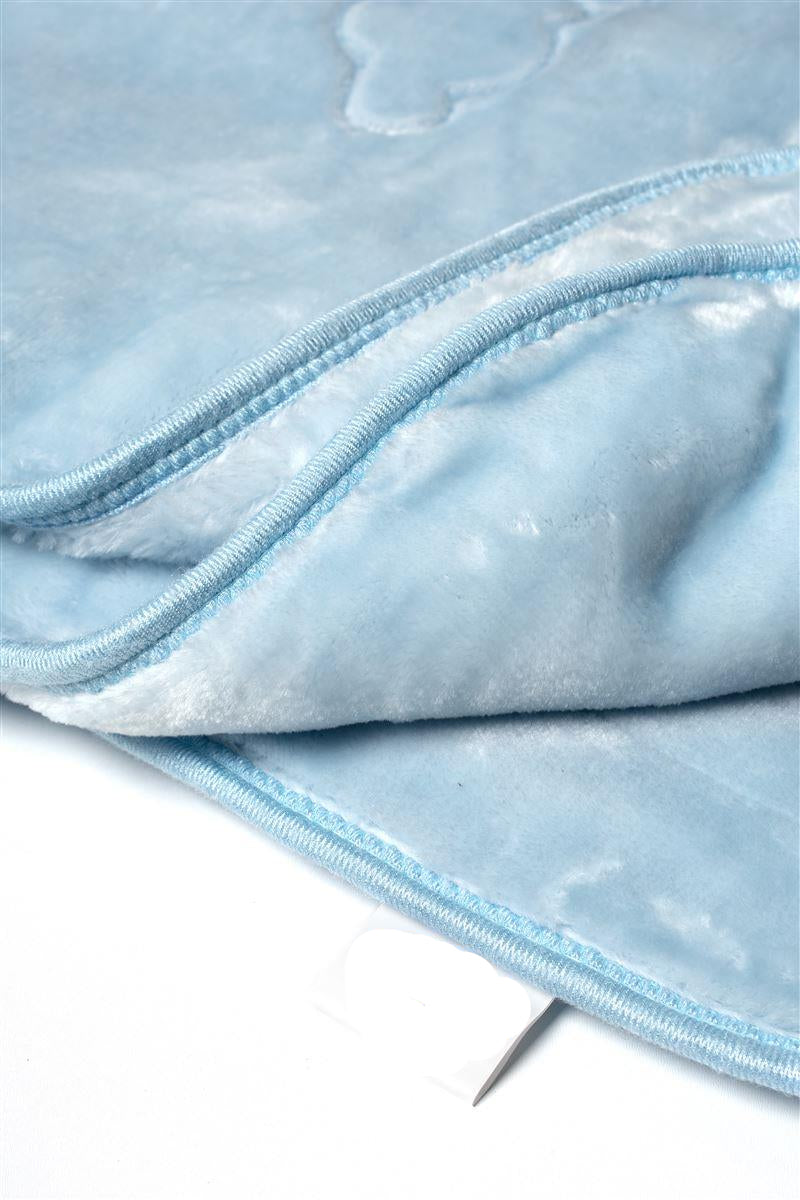 Κουβέρτα Βελουτέ Ανάγλυφη Πολυτελείας Bebe Bicycle Bear Baby Blue 110X140
