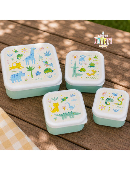 A little lovely company Σετ 4 δοχεία φαγητού Lunch & Snack Box - Jungle