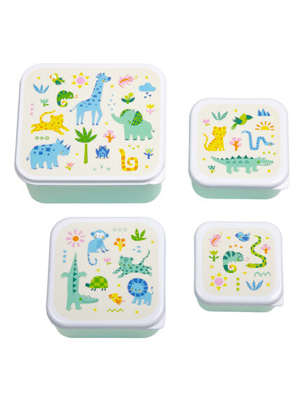 A little lovely company Σετ 4 δοχεία φαγητού Lunch & Snack Box - Jungle