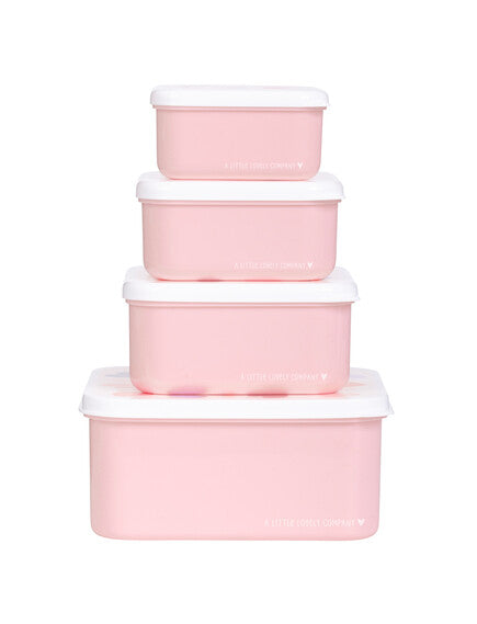 A little lovely company Σετ 4 δοχεία φαγητού Lunch & Snack Box - Hearts