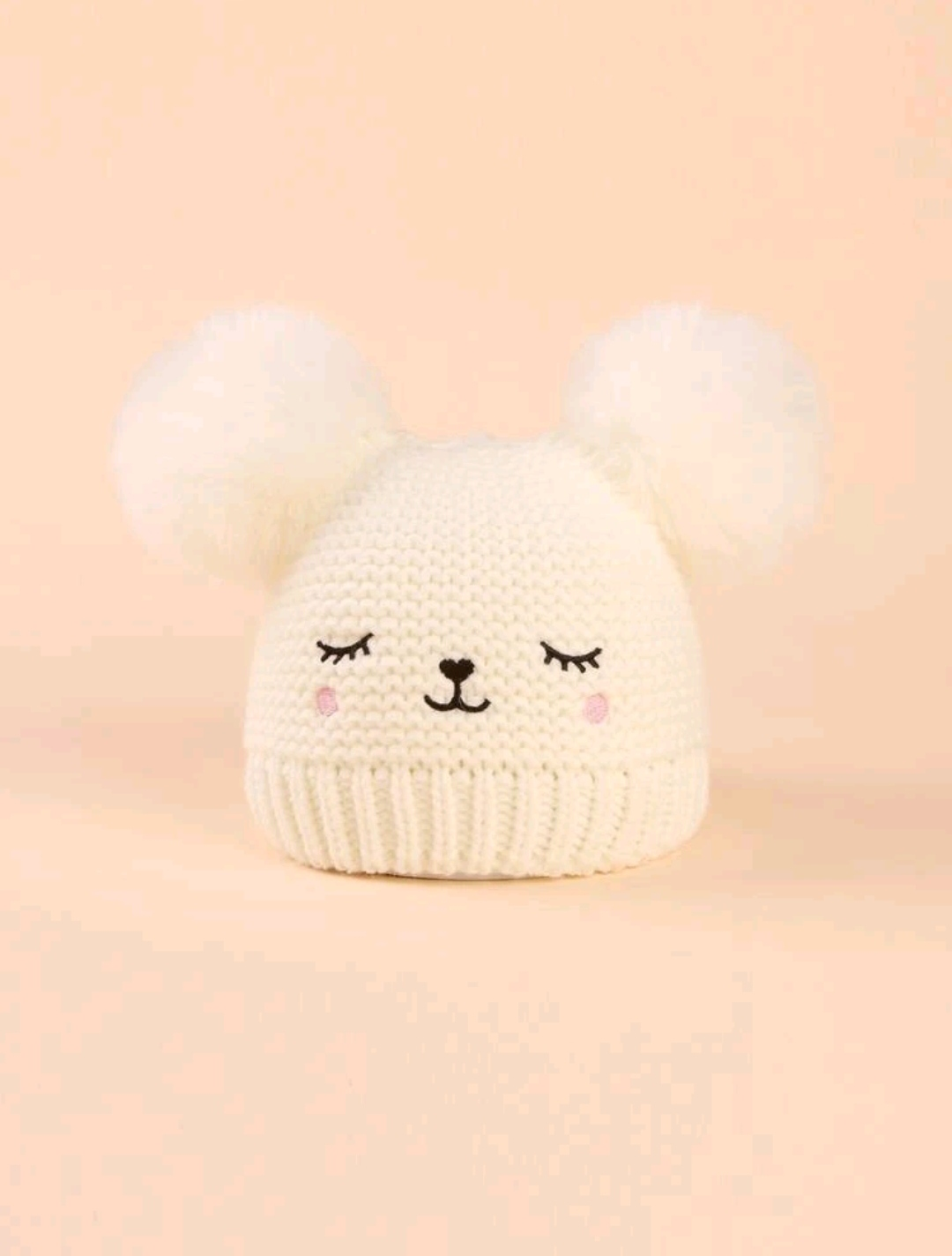 Μάλλινο Καπέλο Λευκό Αρκουδάκι