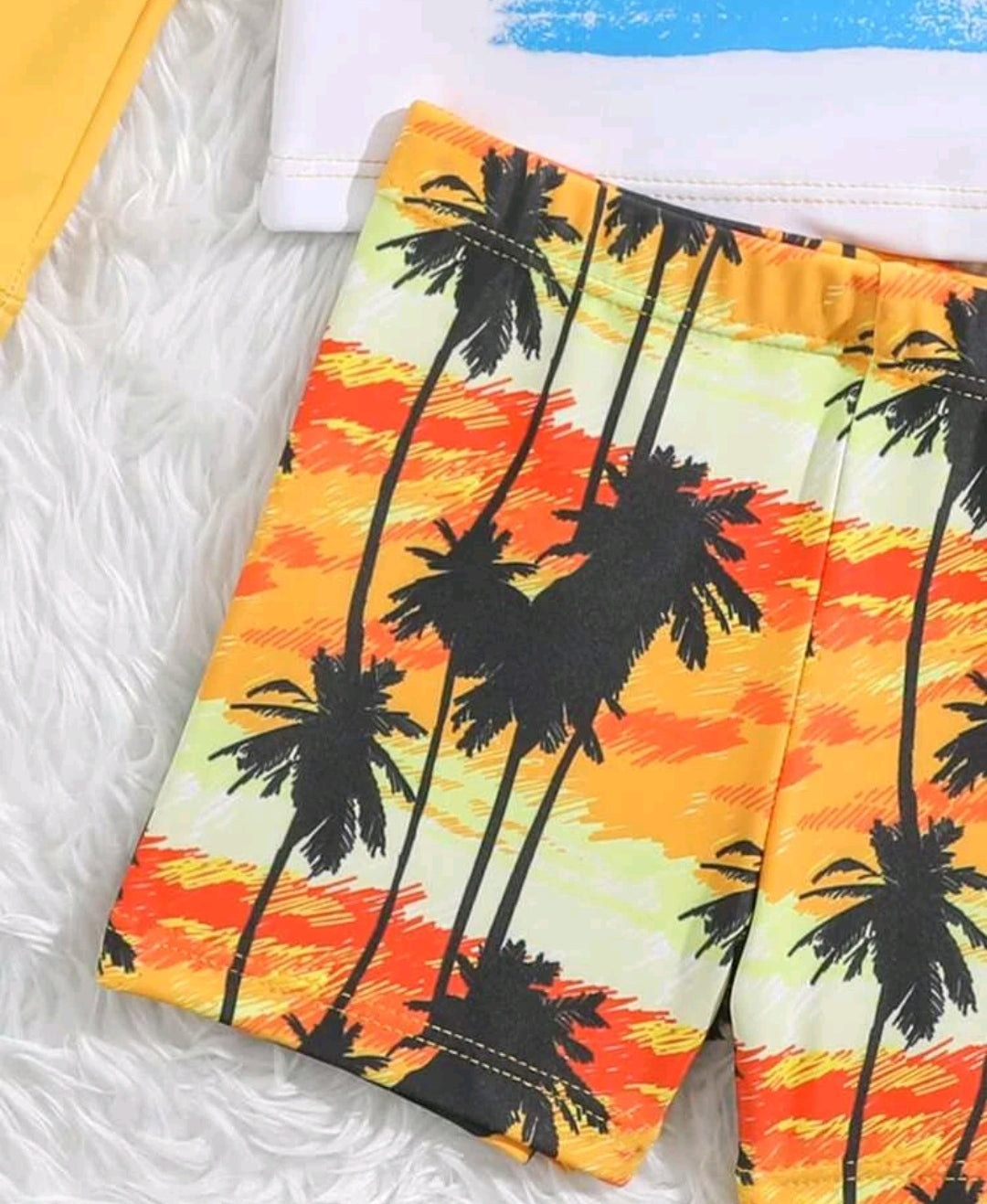Μαγιό Μπλούζα-Παντελόνι Tropical Yellow με καπέλο