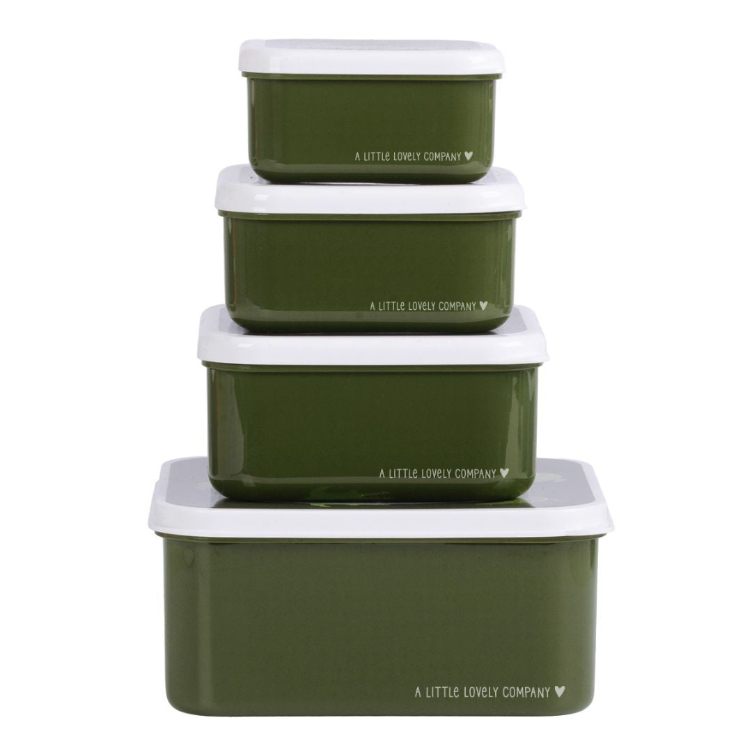 A little lovely company Σετ 4 δοχεία φαγητού Lunch & Snack Box - Crocodiles
