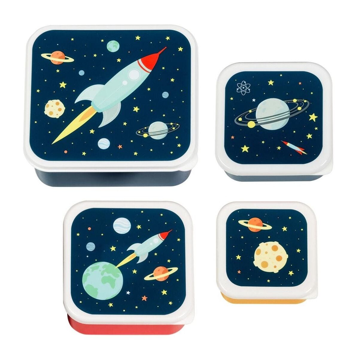 A little lovely company Σετ 4 δοχεία φαγητού Lunch & Snack Box - Space