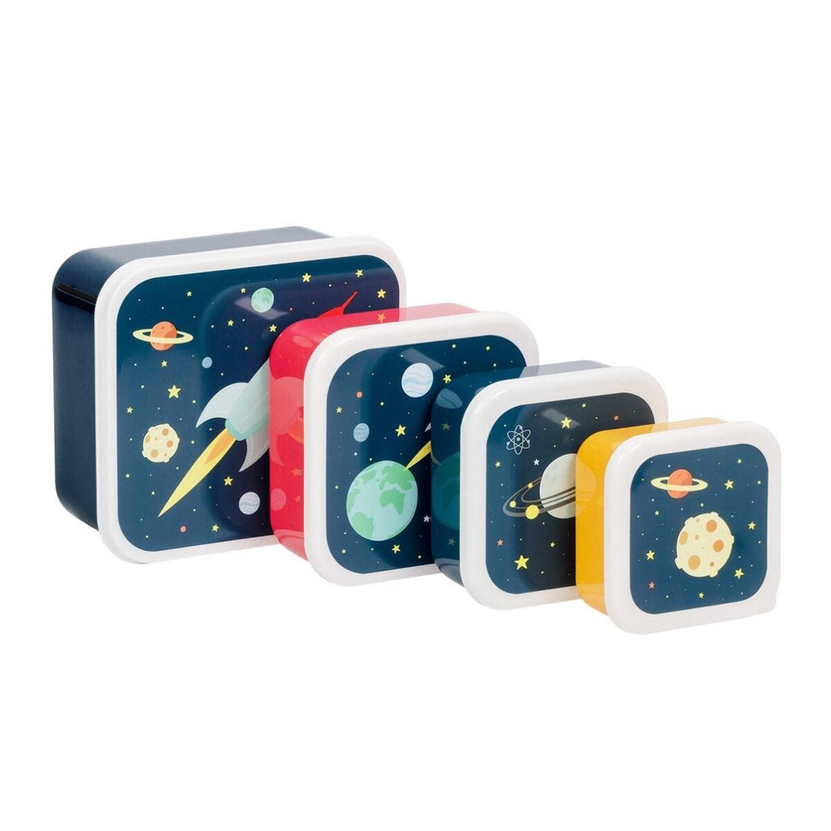 A little lovely company Σετ 4 δοχεία φαγητού Lunch & Snack Box - Space